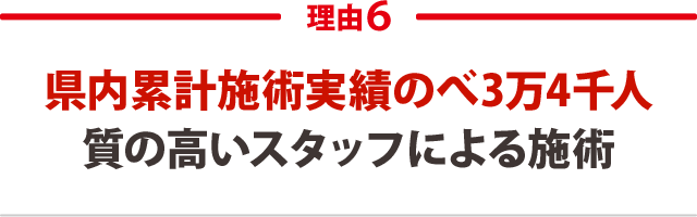 ６．県内累計施術実績はのべ3万4千人以上！質の高いスタッフによる施術